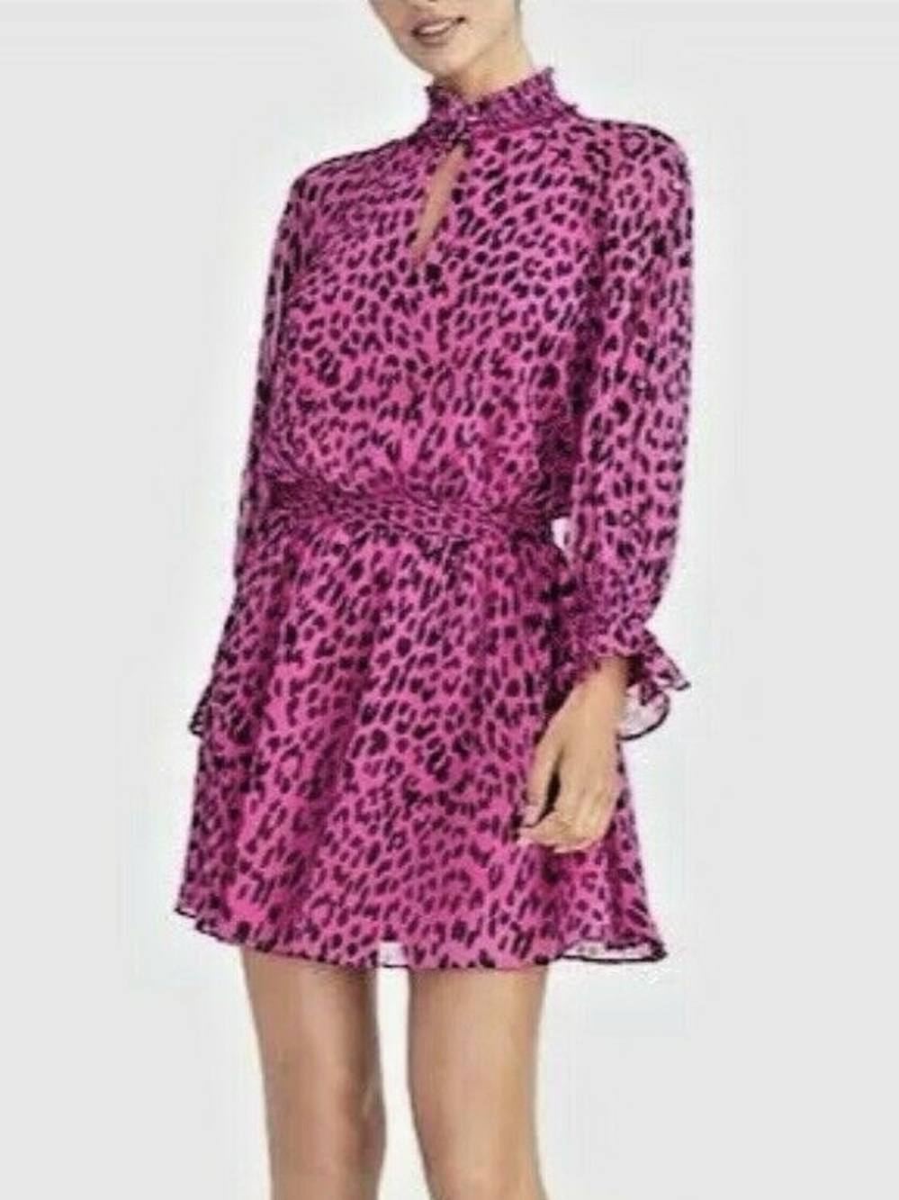 RACHEL Rachel Roy Hot Pink and Black Leopard Print Top